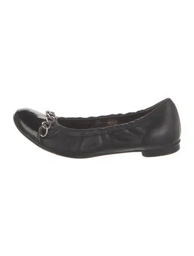 Pre-owned Agl Attilio Giusti Leombruni Leather Chain-link Accents Ballet Flats In Black