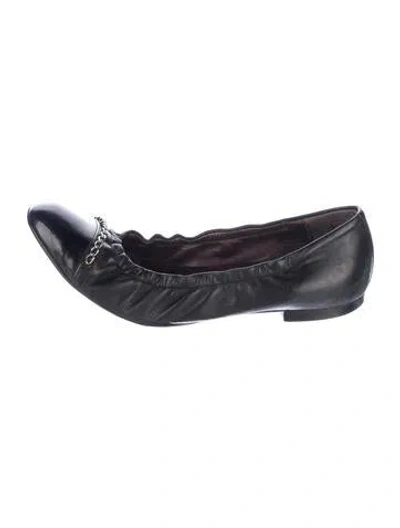 Pre-owned Agl Attilio Giusti Leombruni Leather Chain-link Accents Ballet Flats In Blue