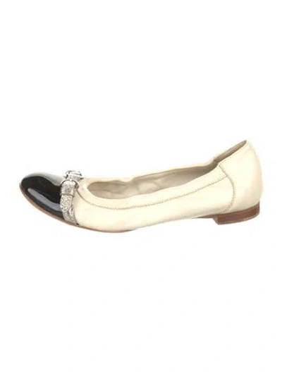 Pre-owned Agl Attilio Giusti Leombruni Leather Chain-link Accents Ballet Flats In Neutral