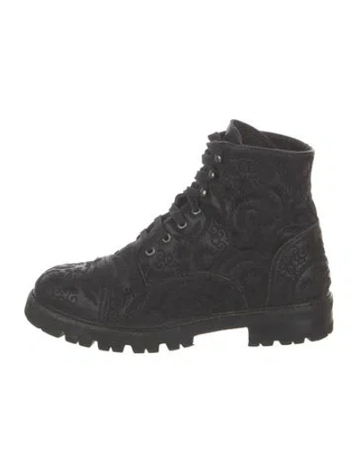 Pre-owned Agl Attilio Giusti Leombruni Leather Colorblock Pattern Combat Boots In Black