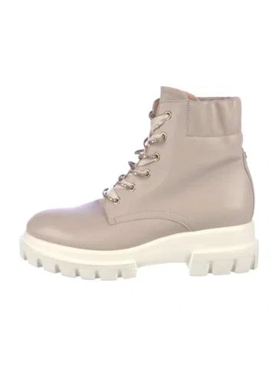 Pre-owned Agl Attilio Giusti Leombruni Leather Combat Boots In Purple