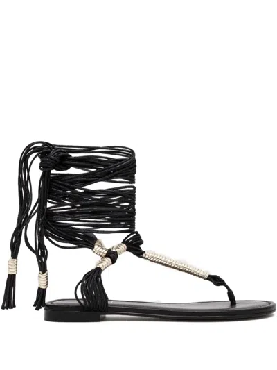 Agl Attilio Giusti Leombruni Leather Lace-up Sandals In Black