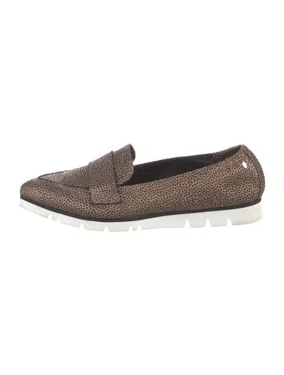 Pre-owned Agl Attilio Giusti Leombruni Leather Polka Dot Print Loafers In Brown