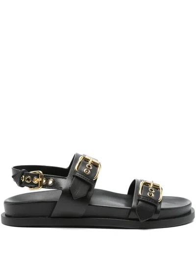 Agl Attilio Giusti Leombruni Leather Sandals In Black