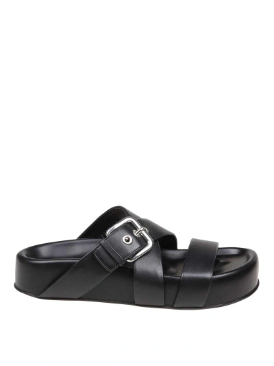 Agl Attilio Giusti Leombruni Leather Sandals In Black