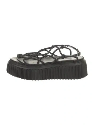 Pre-owned Agl Attilio Giusti Leombruni Leather Slingback Sandals In Black