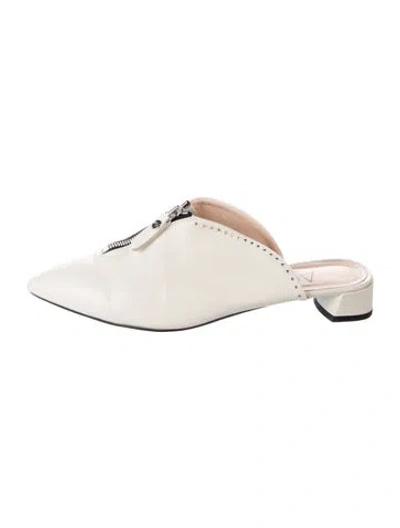 Pre-owned Agl Attilio Giusti Leombruni Leather Studded Accents Mules In White