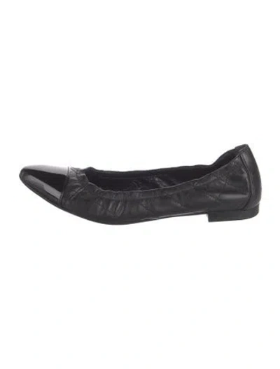 Pre-owned Agl Attilio Giusti Leombruni Leather Tweed Pattern Ballet Flats In Black