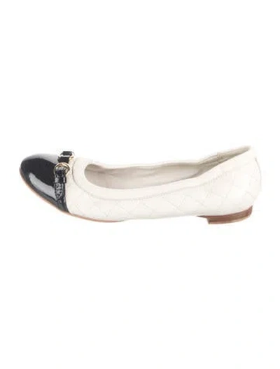 Pre-owned Agl Attilio Giusti Leombruni Leather Tweed Pattern Ballet Flats In Neutral