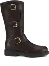 Agl Attilio Giusti Leombruni Mid-calf Leather Boots With Three Adjustable Buckles And Sturdy Sole In Brown