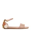 Agl Attilio Giusti Leombruni Low Leather Sandals With Floral Appliqués In Neutral