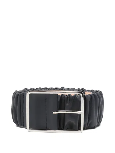 Agl Attilio Giusti Leombruni Mabel Ruched Leather Belt In Black