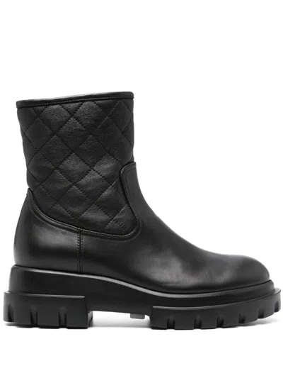 Agl Attilio Giusti Leombruni Matelassé Ankle Boots In Black