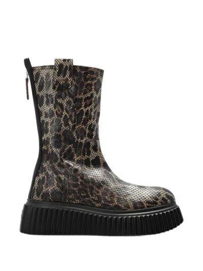 Agl Attilio Giusti Leombruni Milagros Leopard-print Platform Ankle Boots In Brown