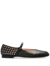 Agl Attilio Giusti Leombruni Agl Perforated Mary Jane Flat Shoes In Black