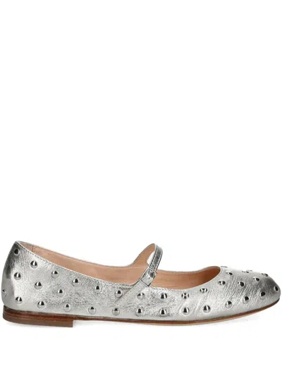 Agl Attilio Giusti Leombruni Milly Strap Ballet Flats In Silver
