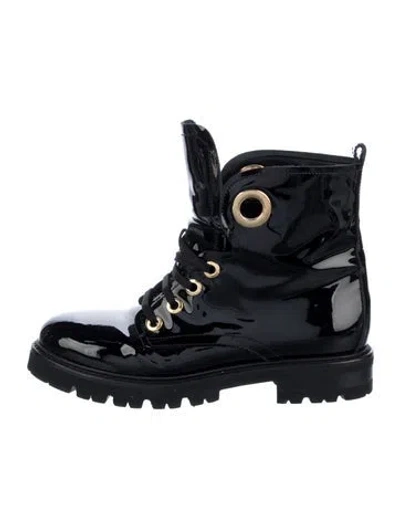 Pre-owned Agl Attilio Giusti Leombruni Patent Leather Combat Boots In Black