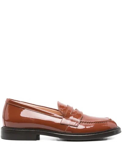 Agl Attilio Giusti Leombruni Patent-leather Penny Loafers In Brown