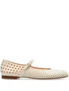 Agl Attilio Giusti Leombruni Agl Perforated Strap Mary Jane Flats In Weiss