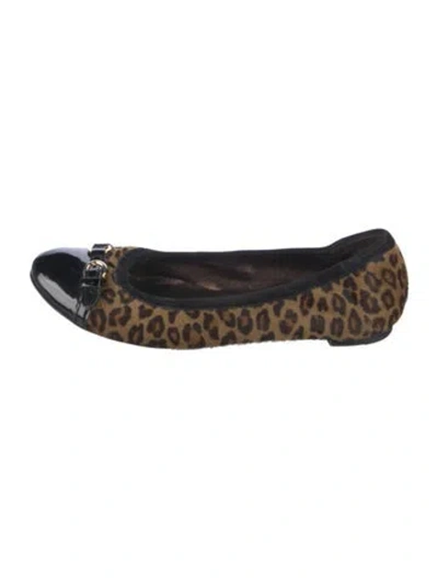 Pre-owned Agl Attilio Giusti Leombruni Ponyhair Animal Print Ballet Flats In Neutral
