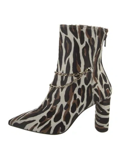 Pre-owned Agl Attilio Giusti Leombruni Ponyhair Animal Print Boots In Black