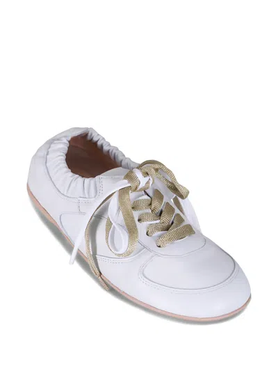 Agl Attilio Giusti Leombruni Ruched Lace-up Sneakers In White