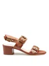Agl Attilio Giusti Leombruni Agl Brandy Leather Sandals With Maxi Buckles