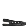 Agl Attilio Giusti Leombruni Slingback Shoes In Textured Black Leather In Black