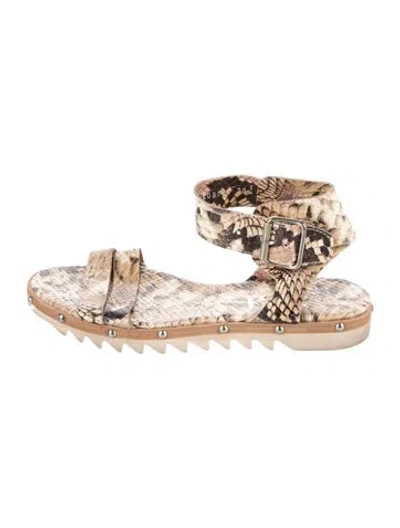 Pre-owned Agl Attilio Giusti Leombruni Snakeskin Animal Print Espadrilles In Neutral