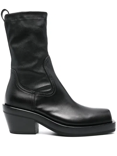 Agl Attilio Giusti Leombruni Square-toe Leather Calf-length Boots In Black