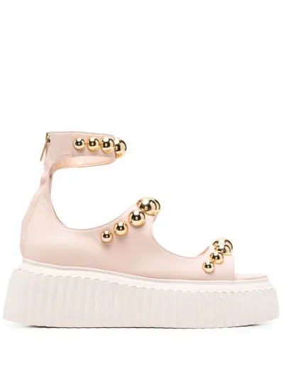 Agl Attilio Giusti Leombruni Studded Flatform Sandals In Pink