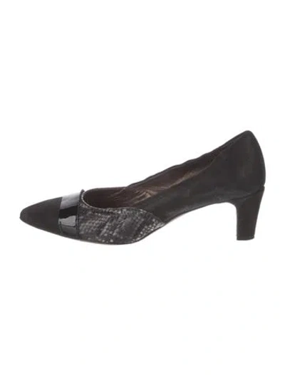 Pre-owned Agl Attilio Giusti Leombruni Suede Animal Print Pumps In Black