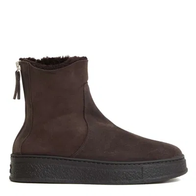 Agl Attilio Giusti Leombruni Suede Ankle Boots With Fur Lining In Brown
