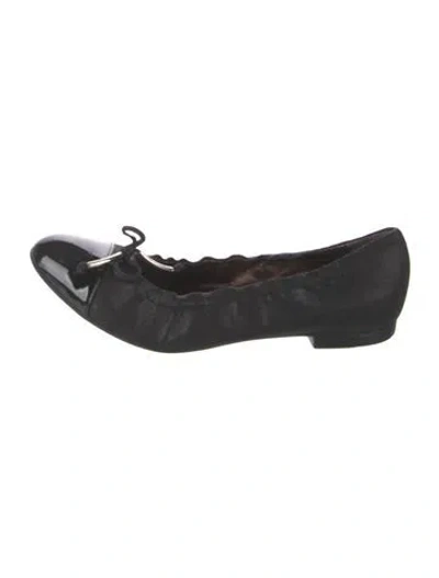 Pre-owned Agl Attilio Giusti Leombruni Suede Bow Accents Ballet Flats In Black