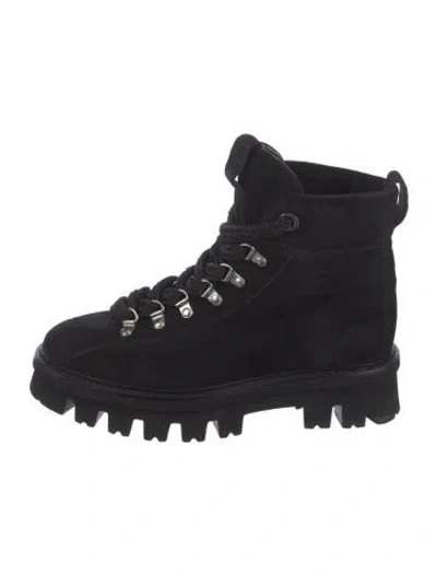Pre-owned Agl Attilio Giusti Leombruni Suede Combat Boots In Black