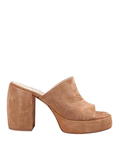 Agl Attilio Giusti Leombruni Suede Heeled Slipper In Neutral