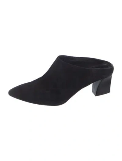 Pre-owned Agl Attilio Giusti Leombruni Suede Mules In Black