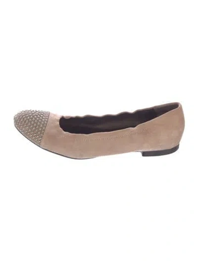 Pre-owned Agl Attilio Giusti Leombruni Suede Studded Accents Ballet Flats In Neutral