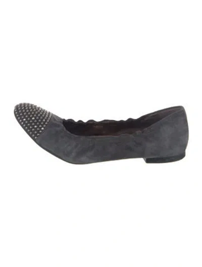 Pre-owned Agl Attilio Giusti Leombruni Suede Studded Accents Flats In Gray