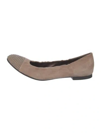 Pre-owned Agl Attilio Giusti Leombruni Suede Studded Accents Flats In Neutral
