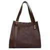 Agl Attilio Giusti Leombruni Textured Brown Leather Shopping Ghauco Handbag In Brown