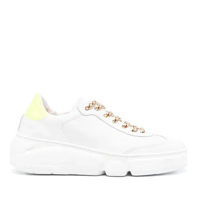 Agl Attilio Giusti Leombruni White Emilie Leather Sculpted Sole Wedge Sneakers