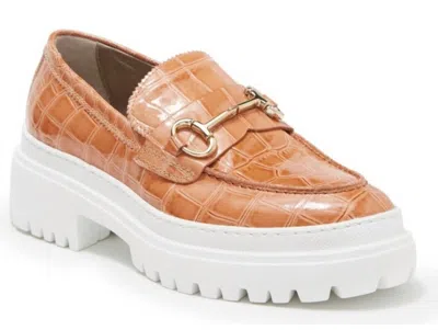 Agl Attilio Giusti Leombruni Women's Orietta Croc-embossed Leather Platform Loafer In Caramel In Brown