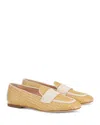 Agl Attilio Giusti Leombruni Wide Fit Maddox Raffia Slim Loafer In Natural-neutral In Beige