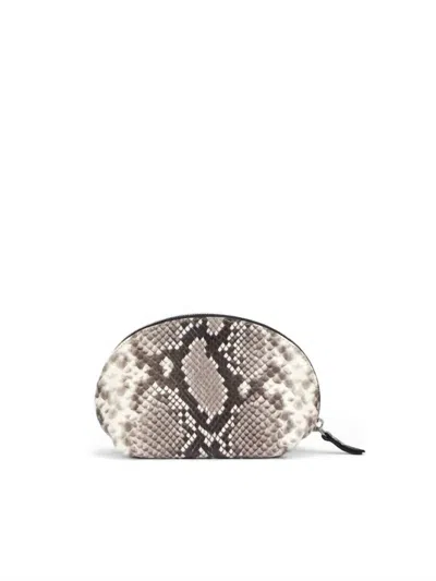 Agl Attilio Giusti Leombruni Women's Snakeskin-print Clutch Bag In Fog In White