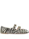Agl Attilio Giusti Leombruni Zebra-print Buckle Ballet Flats In Black
