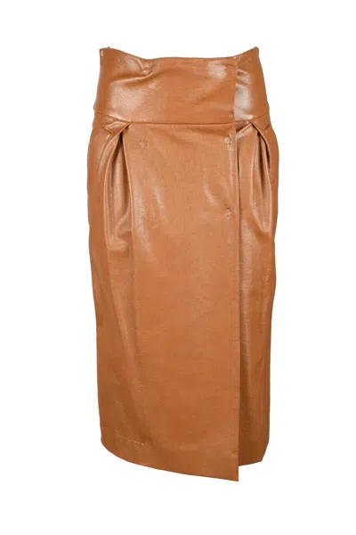 Aglini Brown Midi Skirt With High Waist