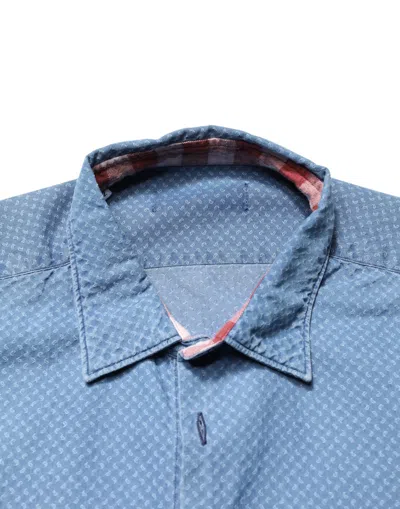 Pre-owned Aglini Cotton Slim Fit Colla Longsleeve Casual Men's Shirt () In Blue