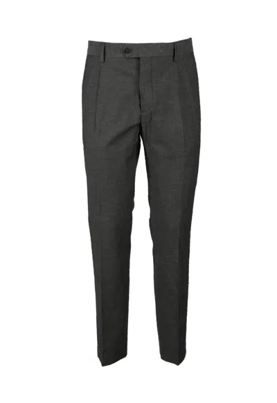 Aglini Grey Stretch Cotton Pants In Black