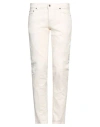Aglini Man Pants Cream Size 33 Cotton, Elastane In White